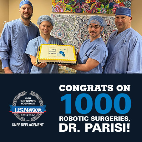 Dr. Thomas Parisi and team reach an impressive milestone completing their 1000th Mako robotic-assisted knee replacement surgery.